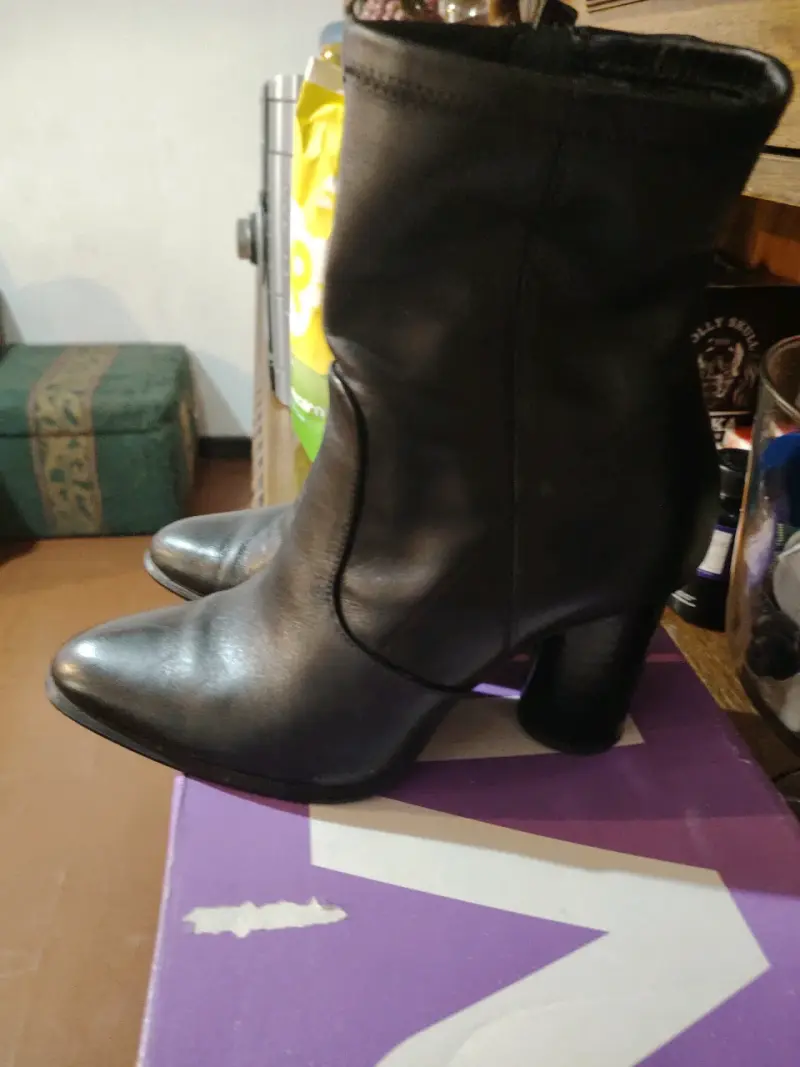 Botines de cuero negro zara - 2
