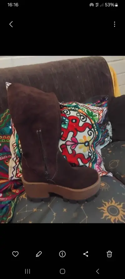 Botas de gamuza café NUEVAS N 37 - miniatura 1