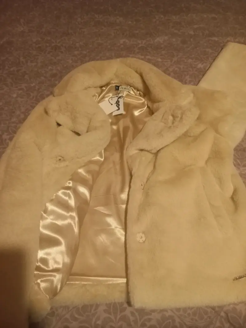 Abrigo de piel sintética beige - 3