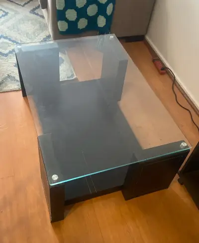 Mesa de vidrio y madera - miniatura 1