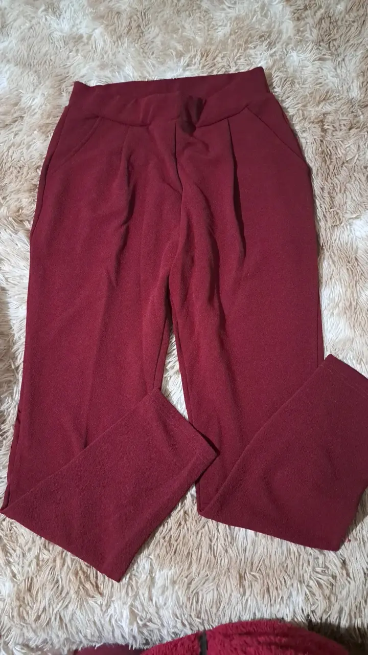 Pantalones burdeos mujer - 5