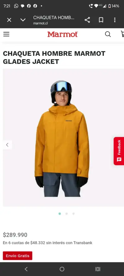 Chaqueta impermeable amarilla Marmot - miniatura 3