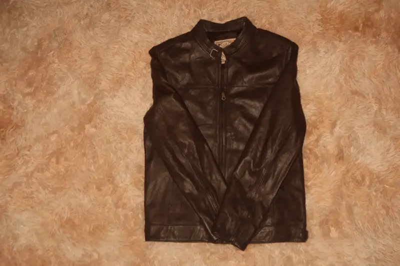 Chaqueta de cuero marrón S/M - 1