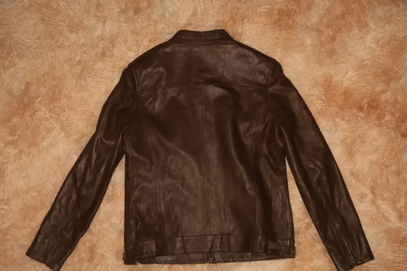 Chaqueta de cuero marrón S/M - 3
