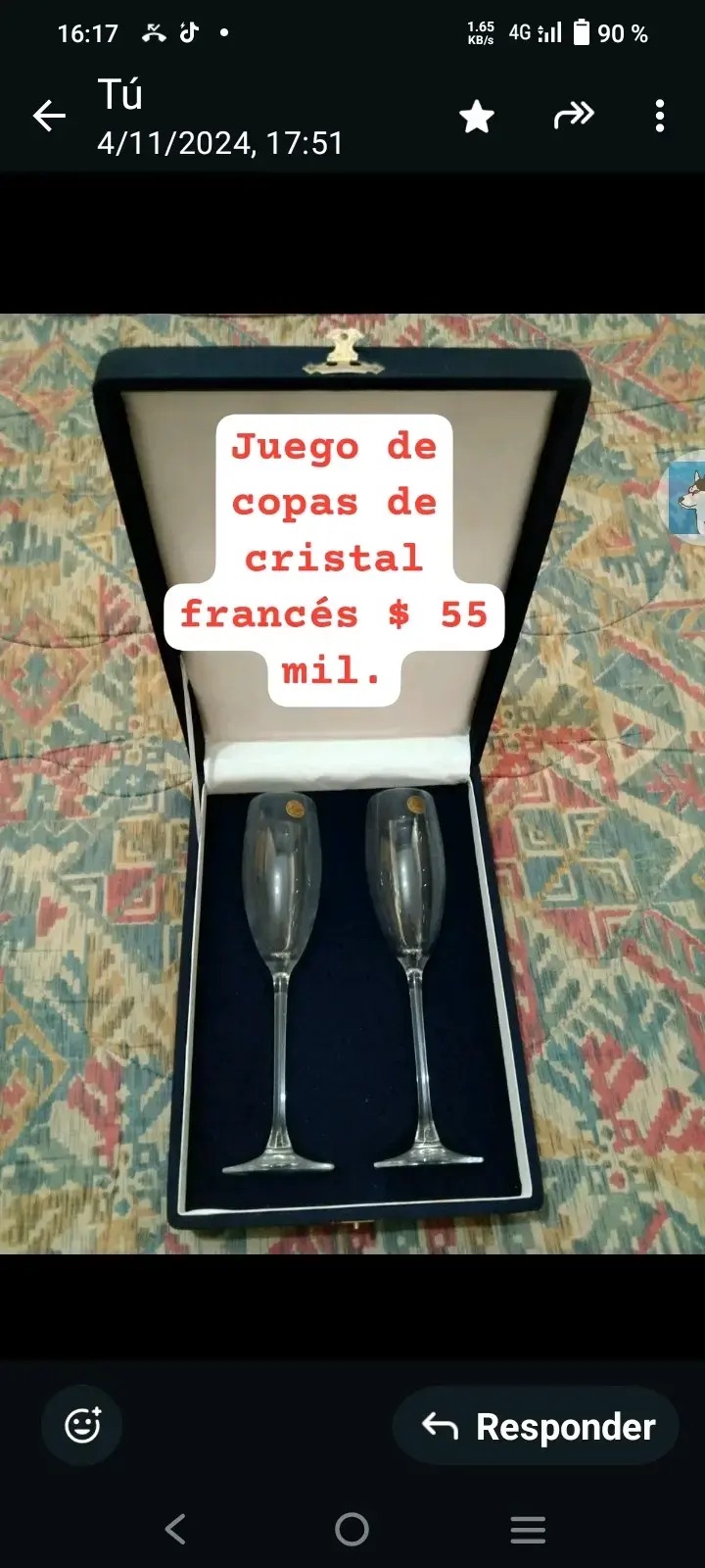 Juego de copas de cristal Francés. - 2