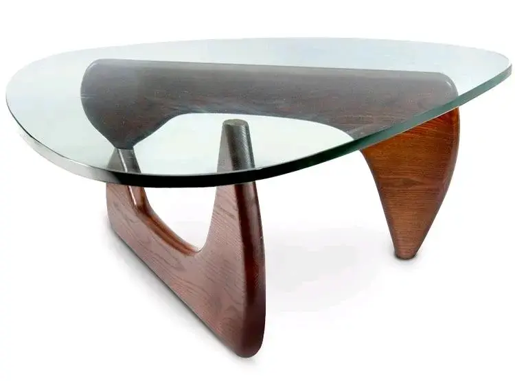 Mesa de centro noguchi vidrio y madera nogal - 2
