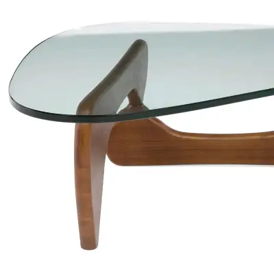Mesa de centro noguchi vidrio y madera nogal - miniatura 3