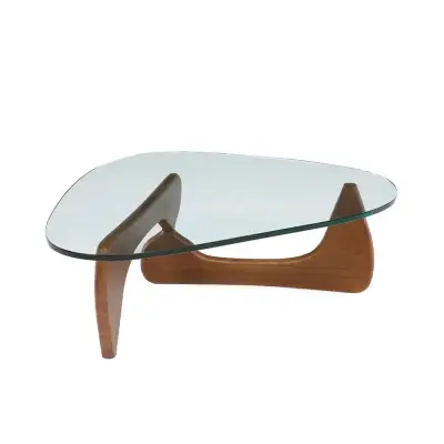 Mesa de centro noguchi vidrio y madera nogal - miniatura 4