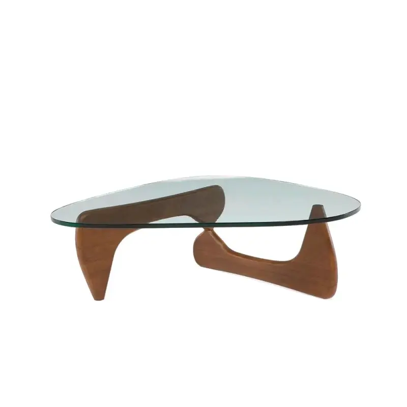 Mesa de centro noguchi vidrio y madera nogal - 5