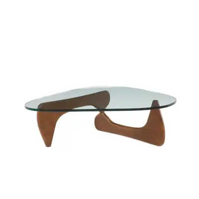 Mesa de centro noguchi vidrio y madera nogal - miniatura 5