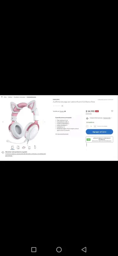 Auriculares gaming Onikuma X10 rosados - miniatura 2