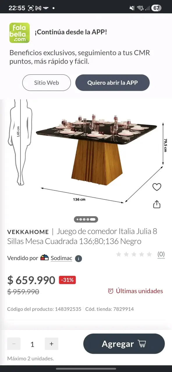 Mesa de comedor de vidrio con sillas - 2