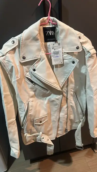 Chaqueta de cuero blanca Zara XS - miniatura 1