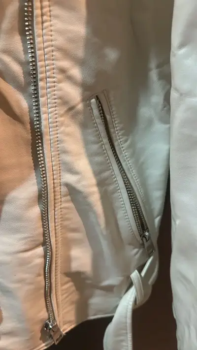 Chaqueta de cuero blanca Zara XS - miniatura 3