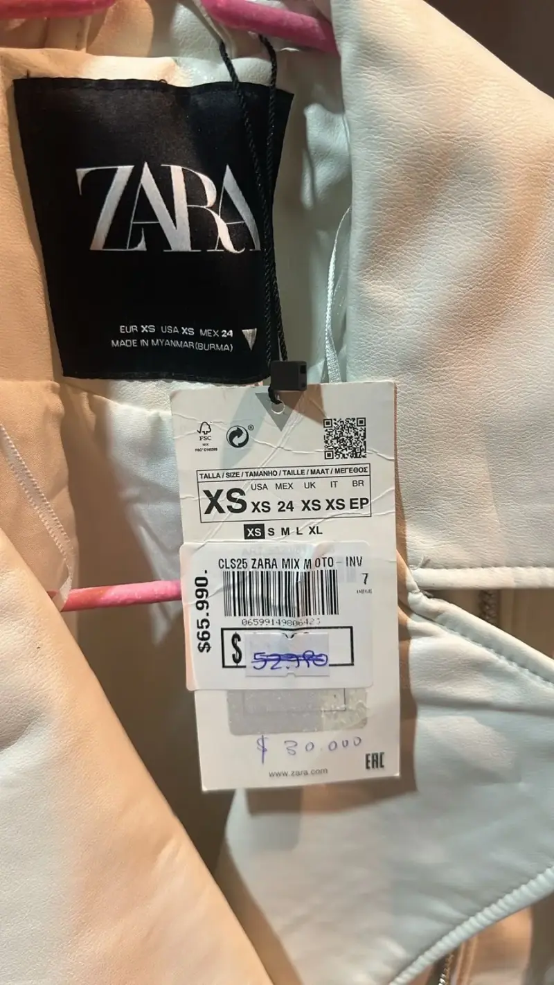 Chaqueta de cuero blanca Zara XS - 4