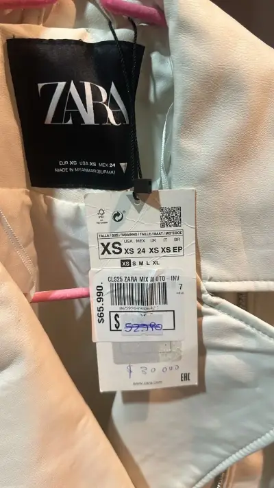 Chaqueta de cuero blanca Zara XS - miniatura 4