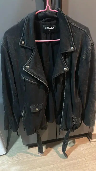 Chaqueta biker negra Barbados - miniatura 1