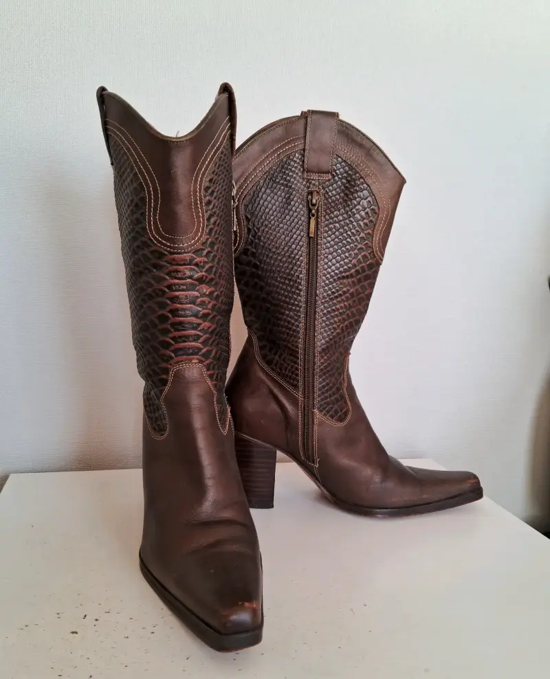 Botas altas de cuero marrón - 3