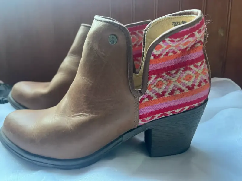 Botines de cuero con tejido - 2