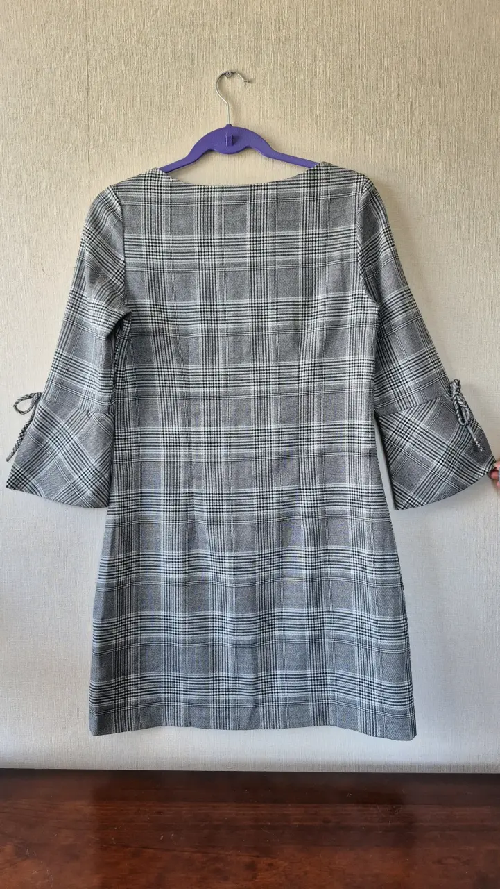 Vestido cuadriculado gris - 2