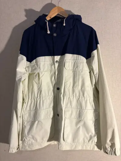 Parka bicolor azul y crema - miniatura 1