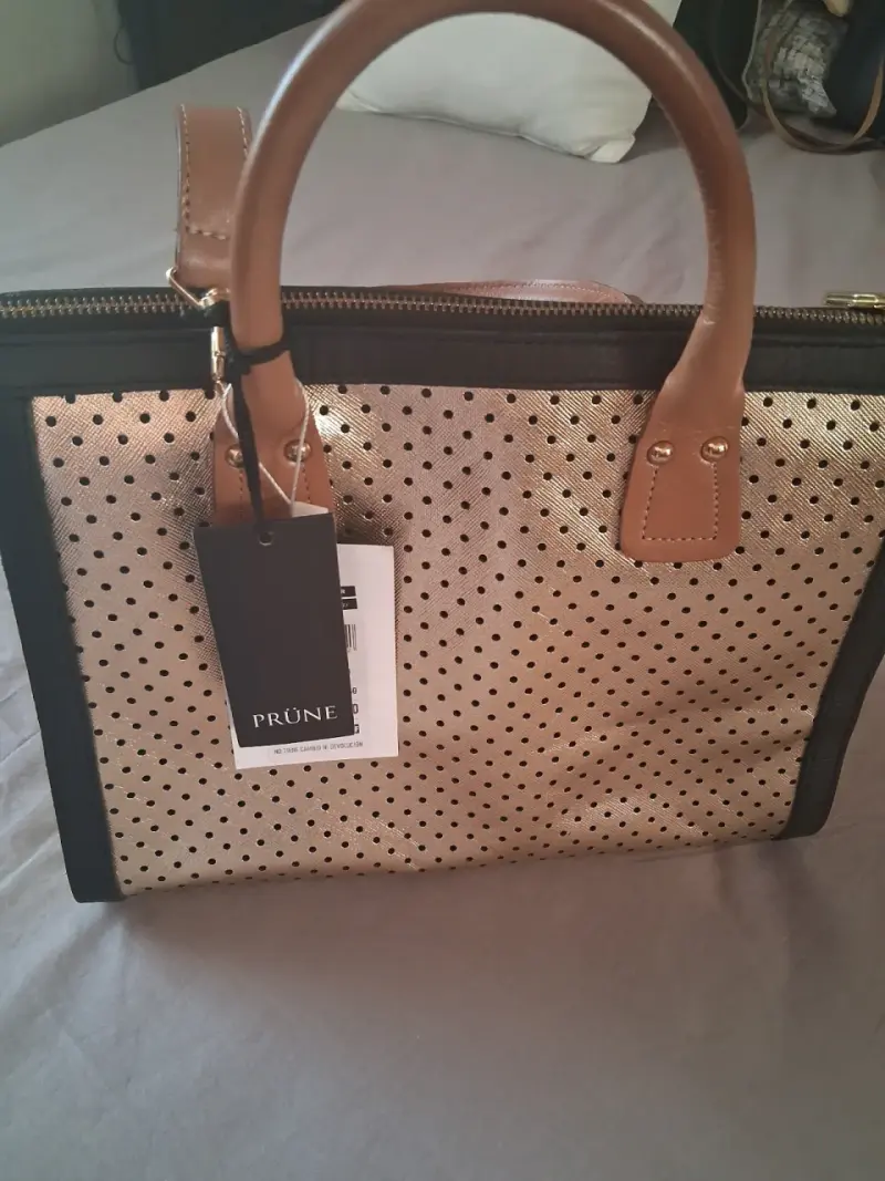 Cartera Prüne beige con puntos - 1
