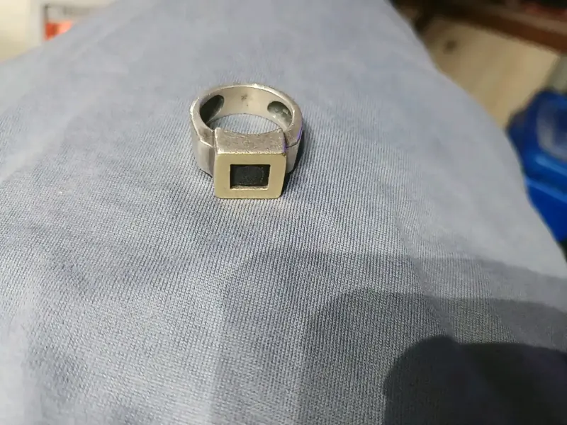 Anillo plata italiana con diseño cuadrado - 1