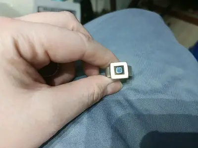 Anillo plata italiana con diseño cuadrado - miniatura 2