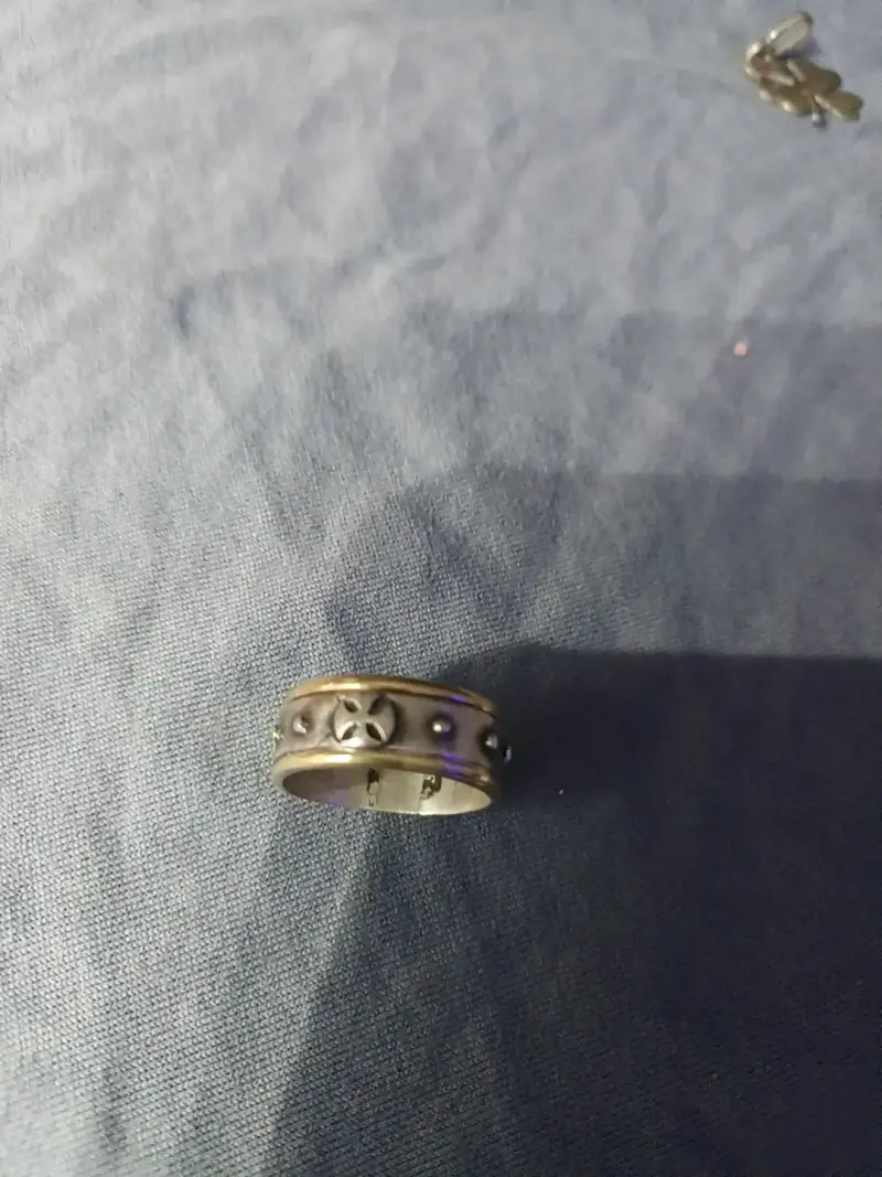Anillo Plata italiana borde oro denario