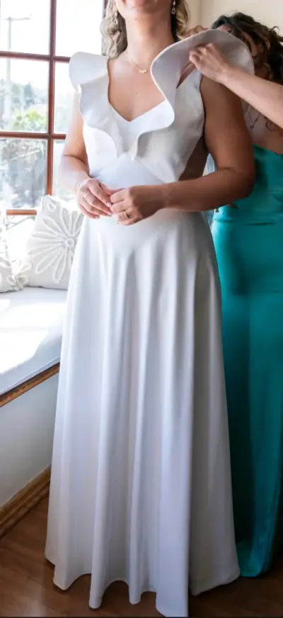 Vestido largo blanco elegante - miniatura 2
