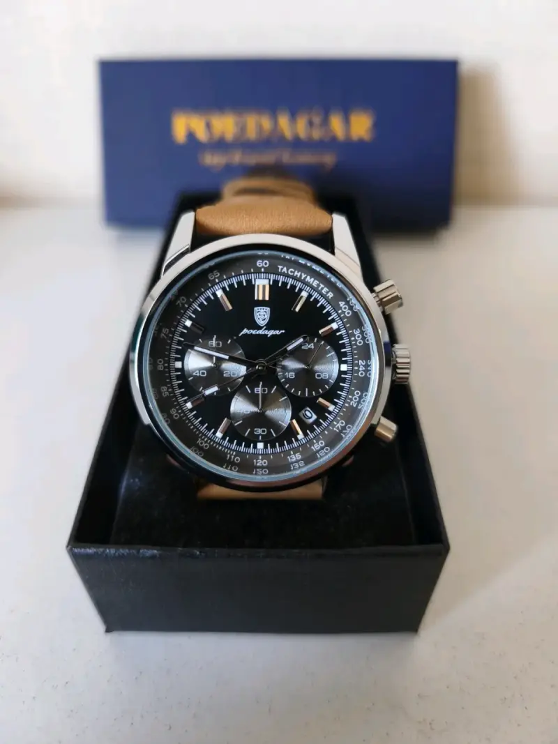 Reloj cronógrafo pulsera cuero Poedagar