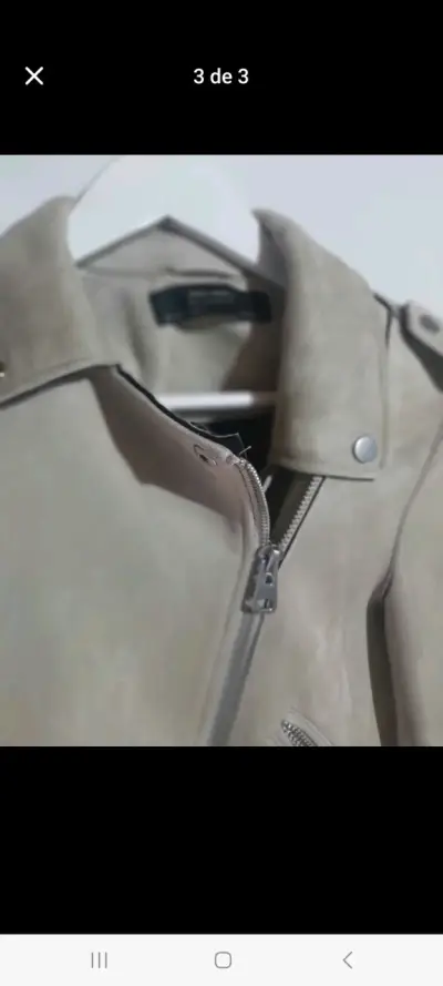 Chaqueta beige con cierre - miniatura 1
