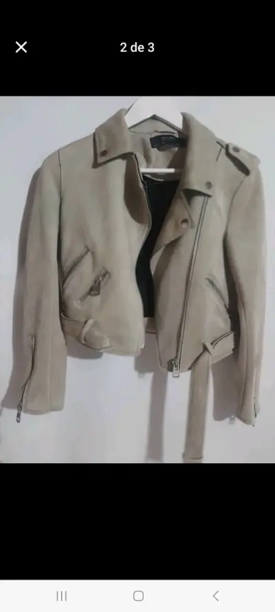 Chaqueta beige con cierre - miniatura 2