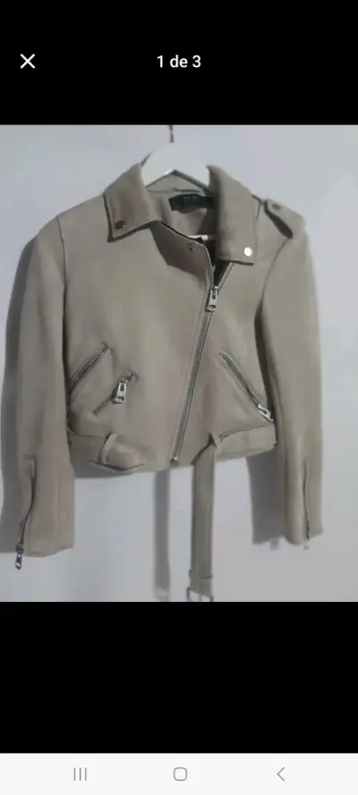 Chaqueta beige con cierre - miniatura 3
