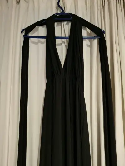 Vestido multiformas largo negro elegante - miniatura 2