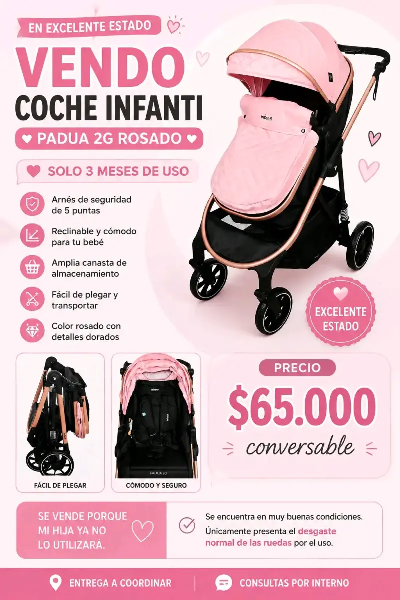 Coche Infanti Padua 2G Rosado - 1