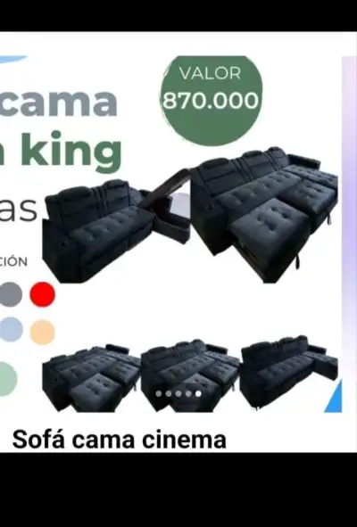 Sofá seccional negro en L - miniatura 4