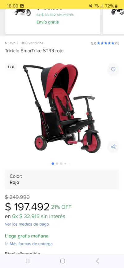 Triciclo SmarTrike STR3 rojo - miniatura 1