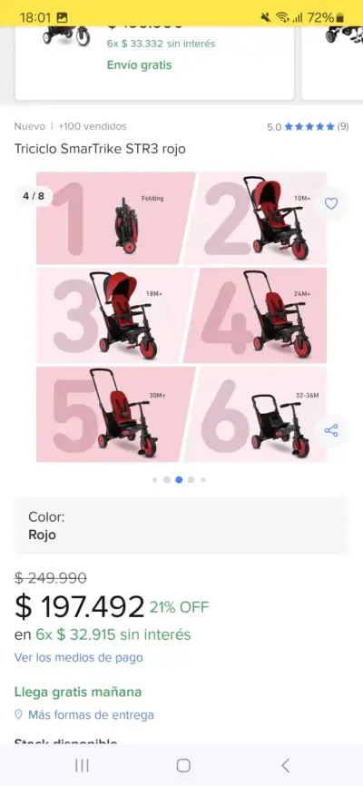 Triciclo SmarTrike STR3 rojo - miniatura 2