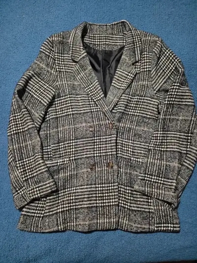 Blazer a cuadros blanco y negro - miniatura 1
