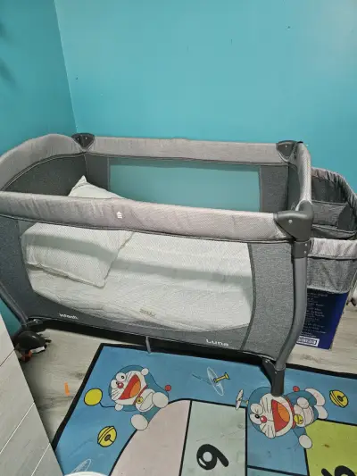 Cuna corral gris para bebé - miniatura 3