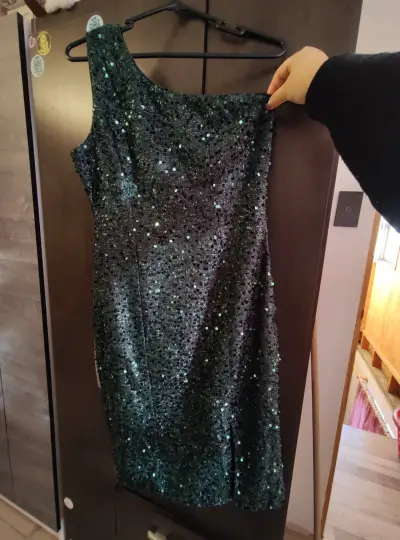 Vestido SheIn de lentejuelas verde - miniatura 1
