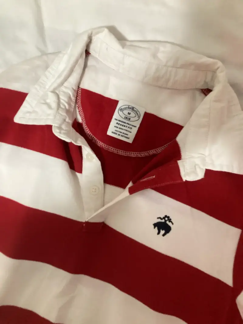 Polera polo rugby rayada roja y blanca - 2