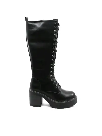 Botas altas negras con cordones - miniatura 2