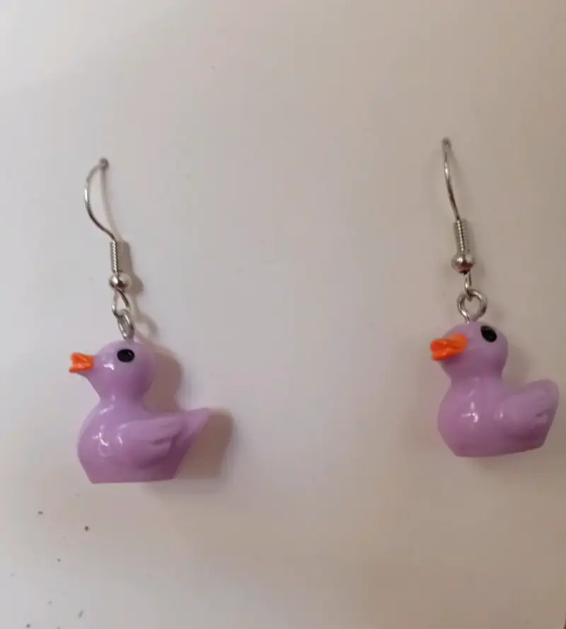 Aros patito morados y amarillos - 1