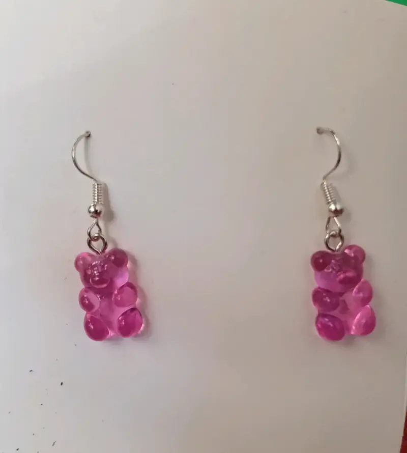 Aros colgantes ositos rosa y celeste - 1