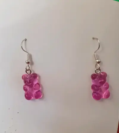 Aros colgantes ositos rosa y celeste - miniatura 1