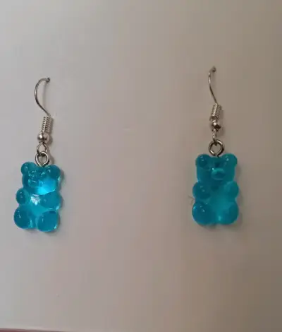 Aros colgantes ositos rosa y celeste - miniatura 2