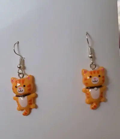 Aros colgantes gato naranja - miniatura 1