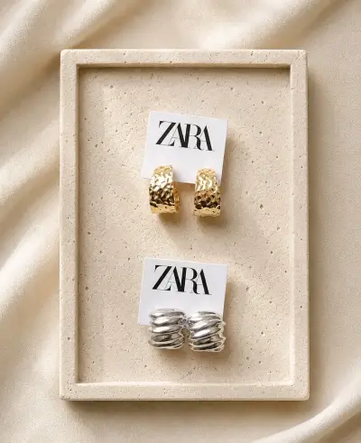 Set de aros Zara dorados - miniatura 2